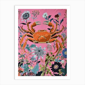 Floral Animal Painting Crab 3 Art Print