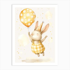 Watercolor Bunny With Balloon Kids and Nursery Art Print