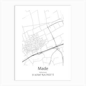 Made,Netherlands Minimalist Map Art Print