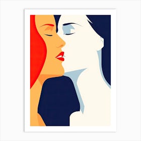 Kissing Women, lesbian Art Print