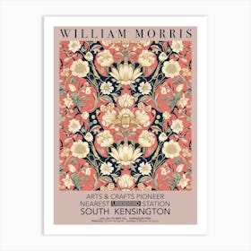William Morris Valentines Gift Pink Botanical Flowers Art Print