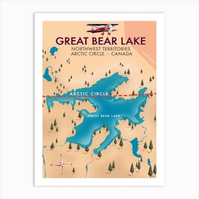 Great Bear Lake Travel map Art Print