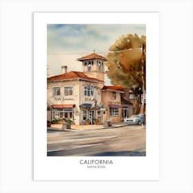 Santa Rosa, California 4 Watercolor Travel Poster Art Print