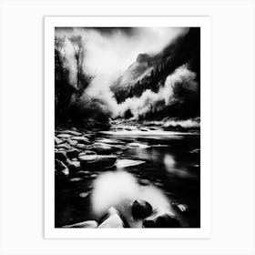 Black And White River 1 Art Print