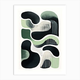 Minimalism Abstract Print, green and black Art Print