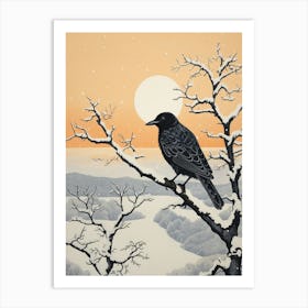 Winter Bird Painting Crow 4 Art Print