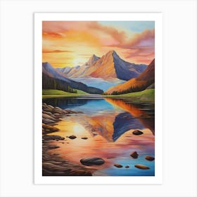 'Sunrise In The Mountains' 1 Art Print