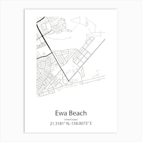 Ewa Beach,United States Minimalist Map 1 Art Print