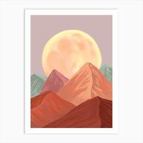 Moon In The Mountains Art Print