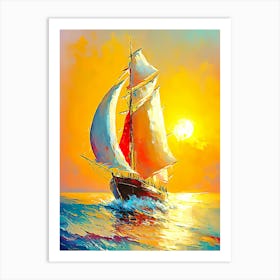 Sailboat At Sunset 7 Art Print