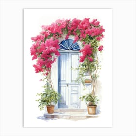 Athens, Greece   Mediterranean Doors Watercolour Painting 4 Art Print