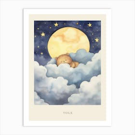 Baby Vole 1 Sleeping In The Clouds Nursery Poster Art Print