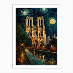 Notre Dame Paris France Van Gogh Style 4 Art Print