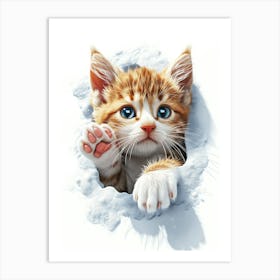 Kitten In The Snow Art Print