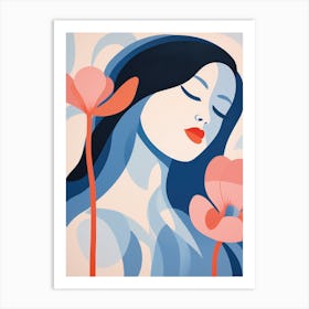 Pastel woman and flower Art Print