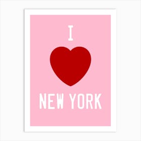 I Love New York Red Heart on Pink Art Print