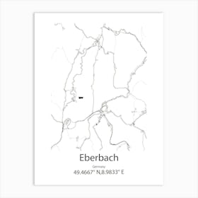 Eberbach,Germany Minimalist Map Art Print