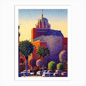 Fresno, City Us  Pointillism Art Print