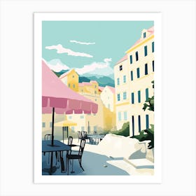 Dubrovnik, Croatia, Flat Pastels Tones Illustration 1 Art Print