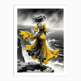 Woman In A Yellow Dress 1 Art Print