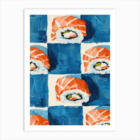 Sushi Blue Checkerboard 4 Art Print