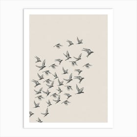 Neutral Bird Flock Art Print