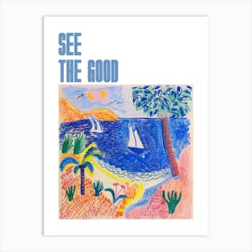See The Good Poster Seaside Doodle Matisse Style 9 Art Print