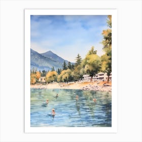 Swimming In Fethiye Turkey Watercolour Art Print