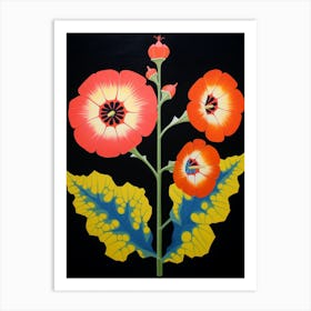 Hollyhock 2 Hilma Af Klint Inspired Flower Illustration Art Print