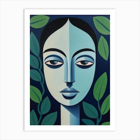 Woman With Leaves 1 Art Print