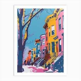 Prospect Heights New York Colourful Silkscreen Illustration 4 Art Print