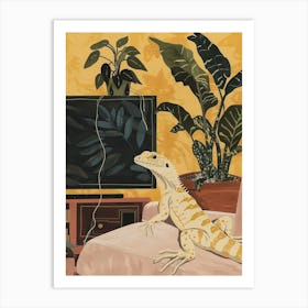 Lizard On The Sofa Illustration 2 Art Print