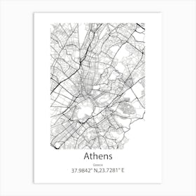 Athens,Greece Minimalist Map Art Print