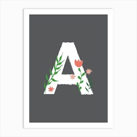 Bedroom Decor White Floral Letters 01 Art Print