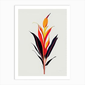 Heliconia Floral Minimal Line Drawing 5 Flower Art Print