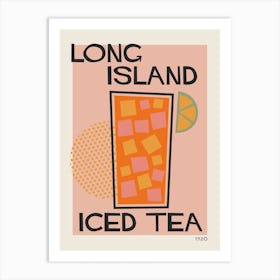 Long Island Iced Tea Retro Cocktail  Art Print