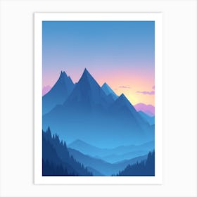 Misty Mountains Vertical Composition In Blue Tone 15 Art Print