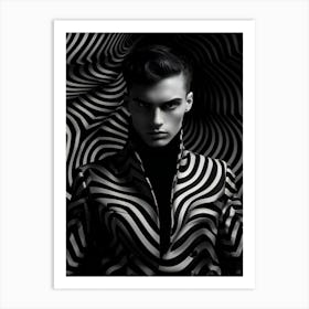 Black And White Striped Man Art Print