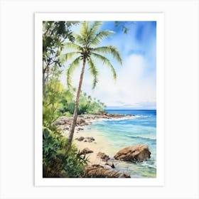 Palm Tree On The Beach Art Print