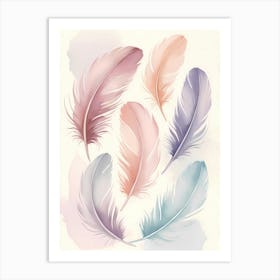 Whispers of Lightness: Watercolor Feathers Painting Art Print