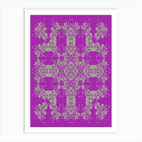 Imperial Japanese Ornate Pattern Pink And Green 1 Art Print