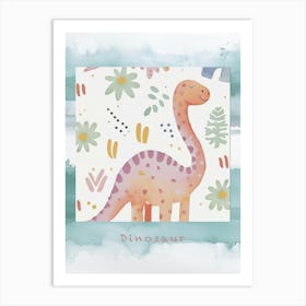 Cute Muted Pastels Pattern Dinosaur 2 Poster Art Print