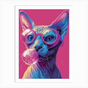 Sphynx Cat with bubble gum 1 Art Print
