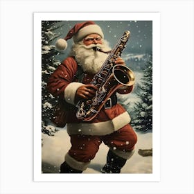 Santa Playing Saxophone 1 Art Print