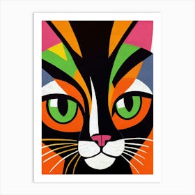 Cat Portrait Illustration Mid Century Modern Painting Reproduction (2) Art Print