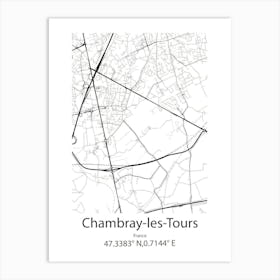 Chambray Les Tours,France Minimalist Map Art Print