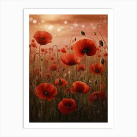 Poppies At Sunset Art Print