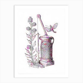Smoker Beekeeper S Tool Pink William Morris Style Art Print
