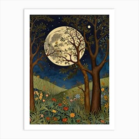 William Morris Moonlight In The Woods 102 Art Print