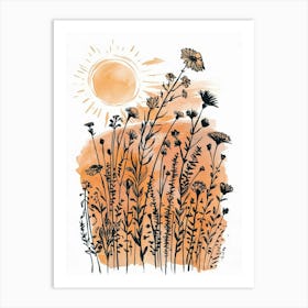 Watercolor Drawing Of Wild Flowers Art Print